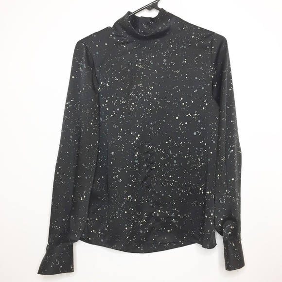 Vince Tops - VINCE mock neck spotted Blouse XS Black tan gray